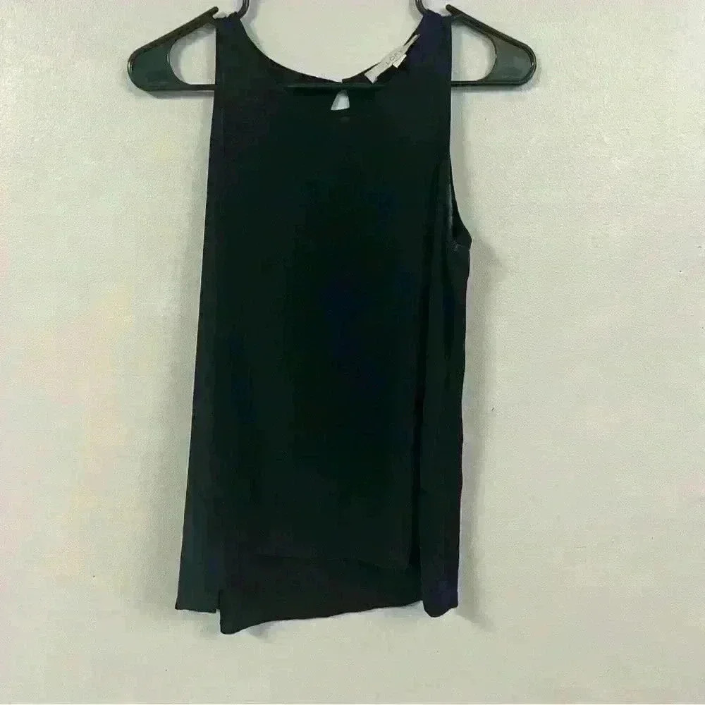 Loft black tank top size petite small mesh see thru front